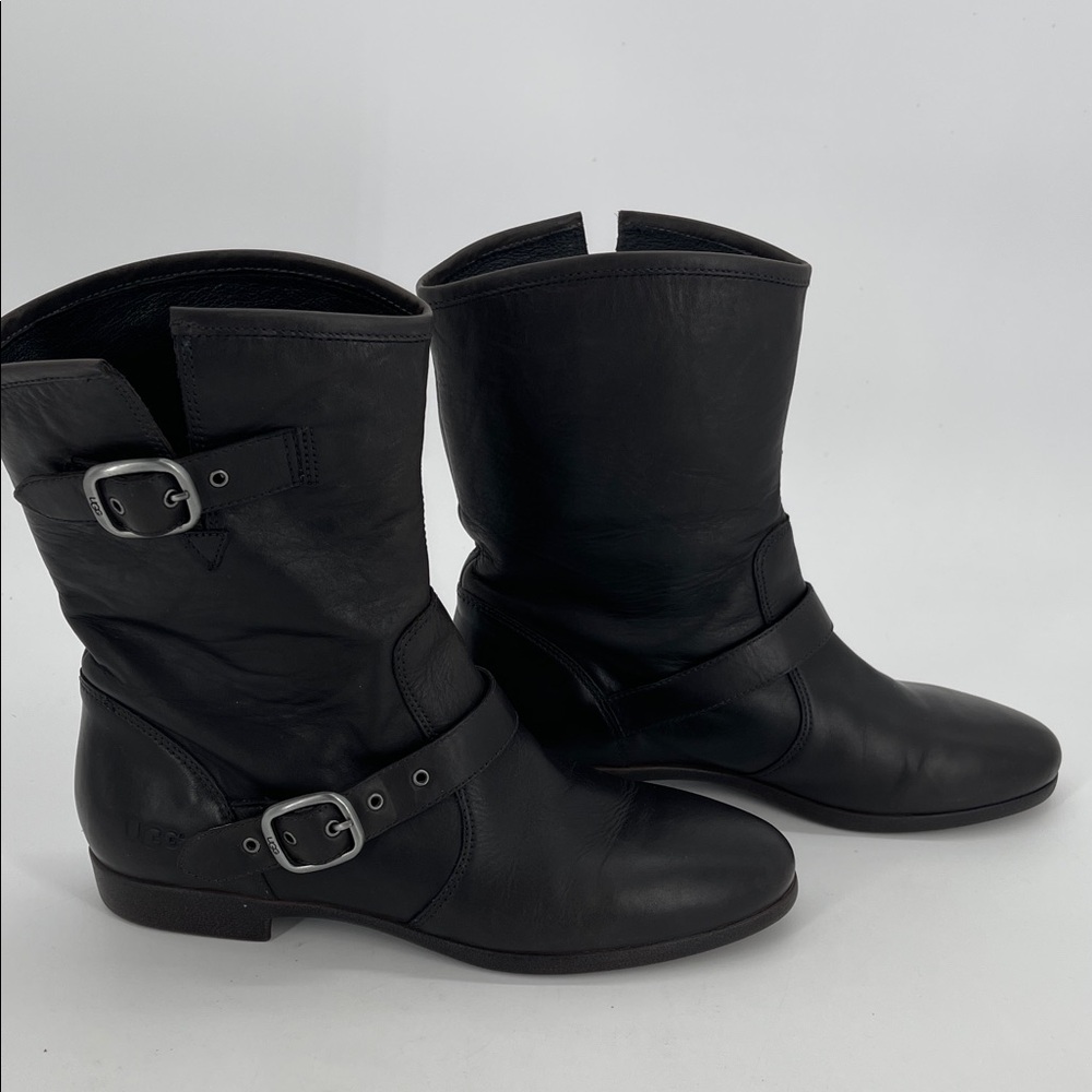 UGG Frances Brown Leather Moto Women’s Boots Size 8